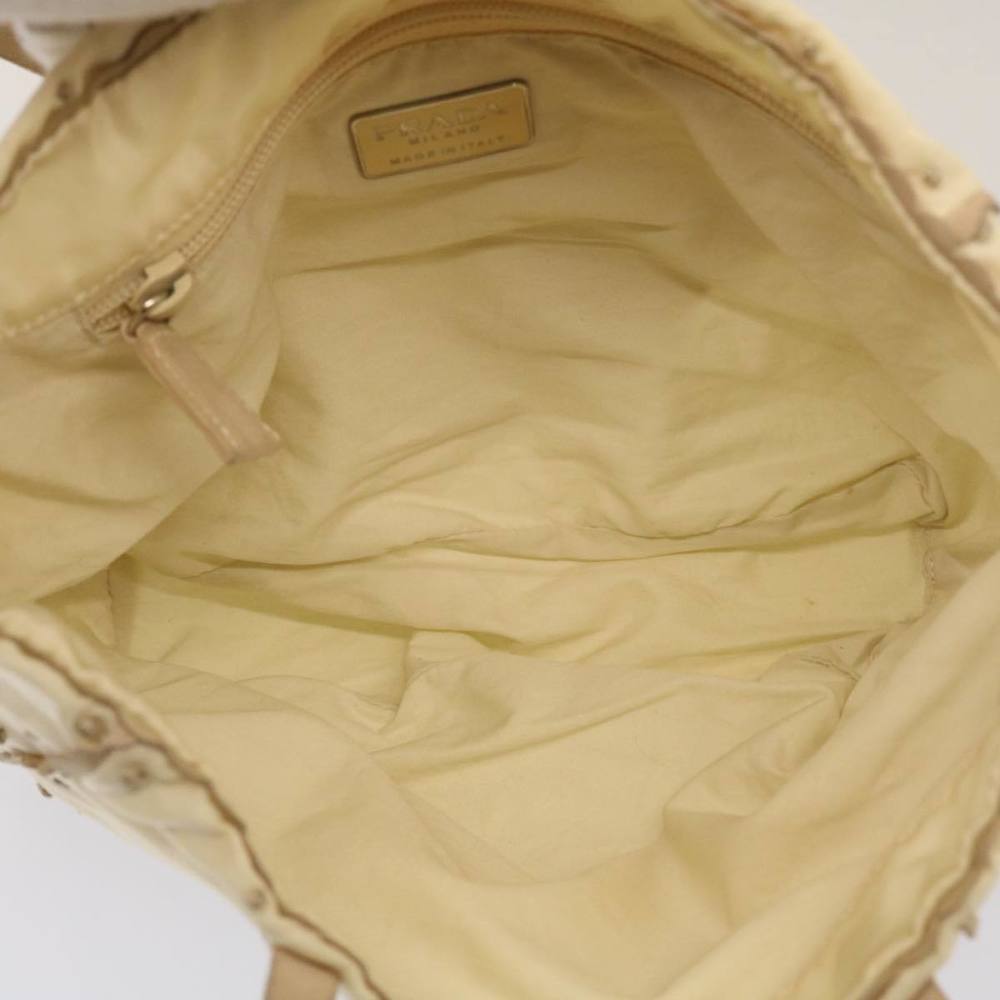 PRADA Tote Bag Nylon Beige Auth cl759 - Picture 11 of 16